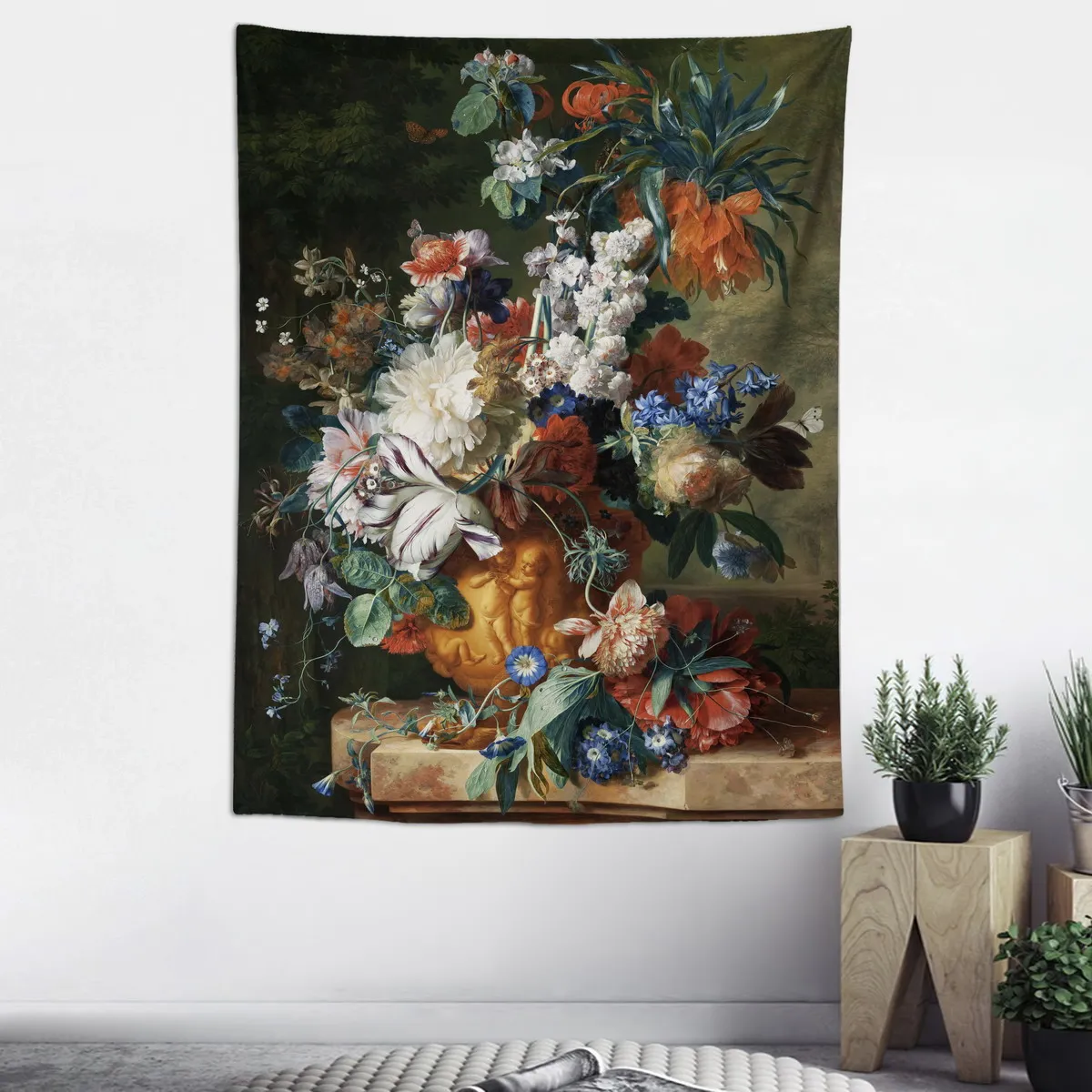 Картина маслом тюльпан цветок и птица богемное украшение для сада настенный