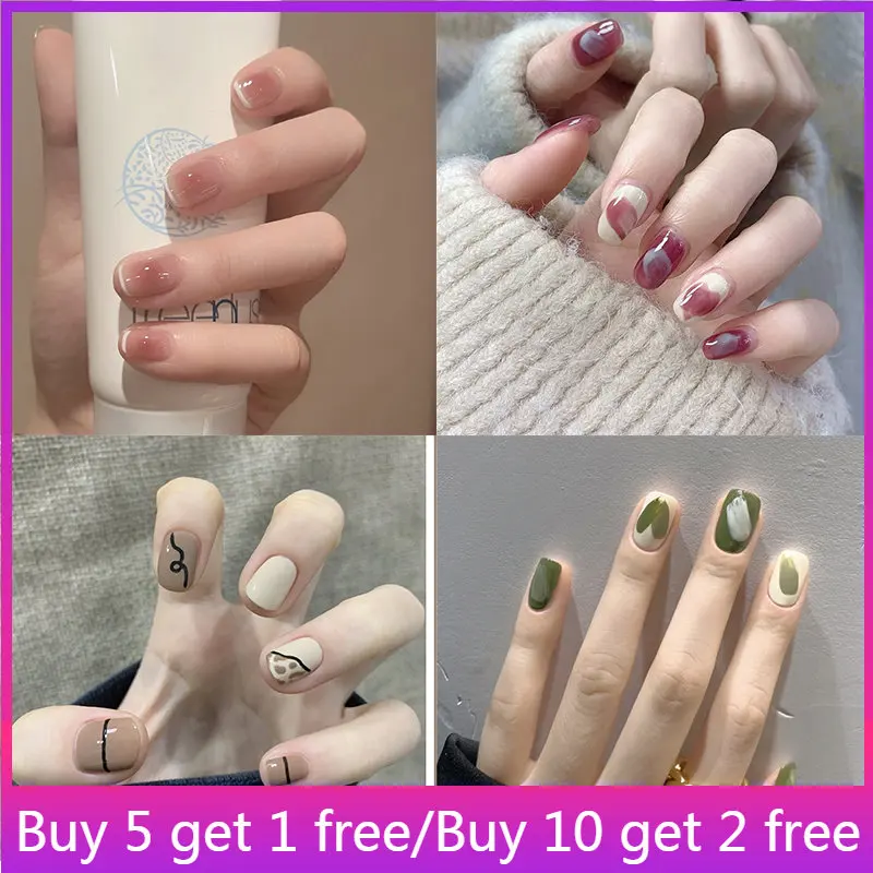 

24 шт., многоразовые накладные ногти-балерины