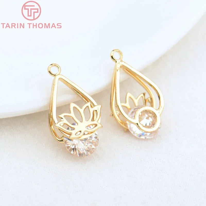 (1162) 4 шт. 11x12 мм 24 К золотого цвета латунь с цирконом овальная виноградная лоза