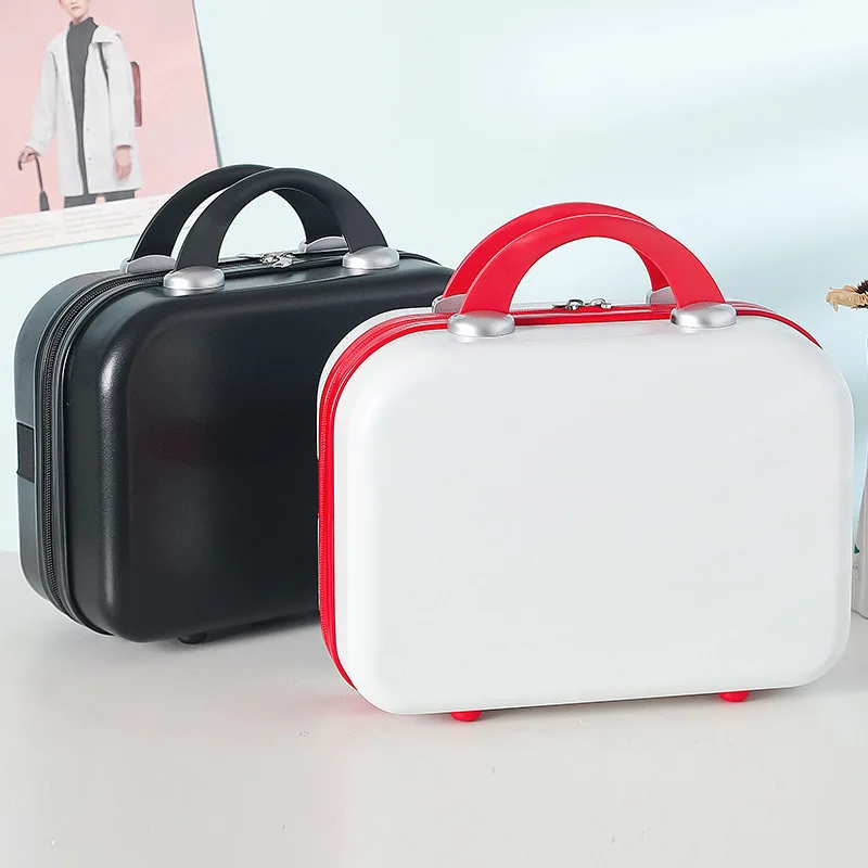 Waterproof Small Travel Case Solid Color Luggage Box Large Capacity Female ABS Makeup Storage Bag Mini Portable Suitcase