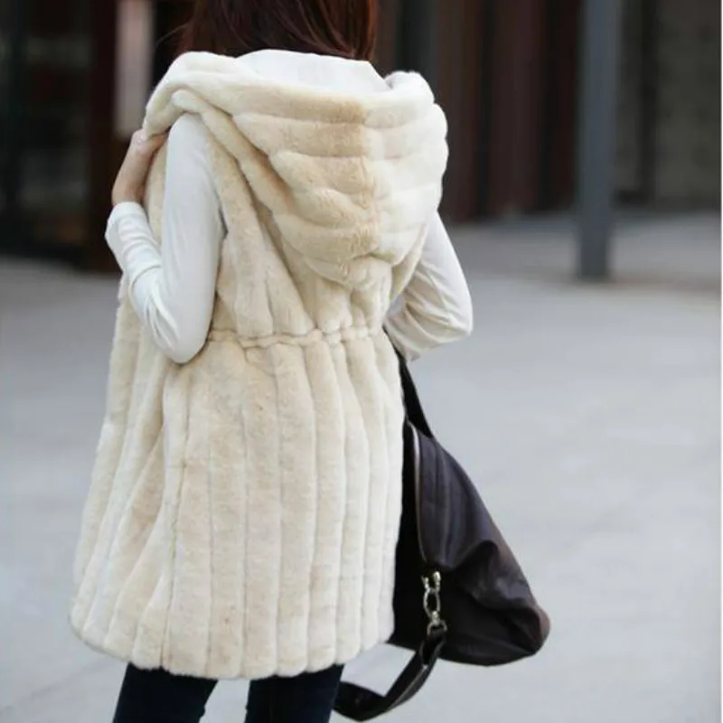 Faux Fur Fashion Vest Winter and Autumn Thick Warm Fur Vest Sleeveless Cover Slim Long Jacket Office Lady Fashion Jacket 2023