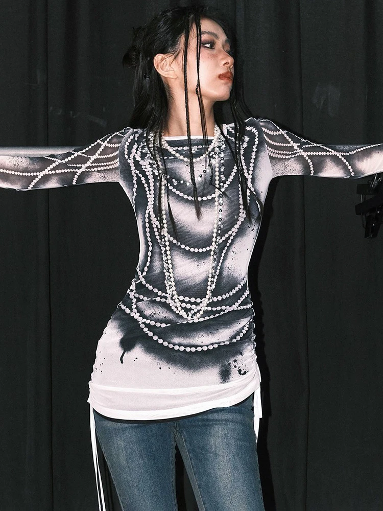 Женская футболка с принтом Bolopi длинным рукавом и графическим одежда Y2K 2023