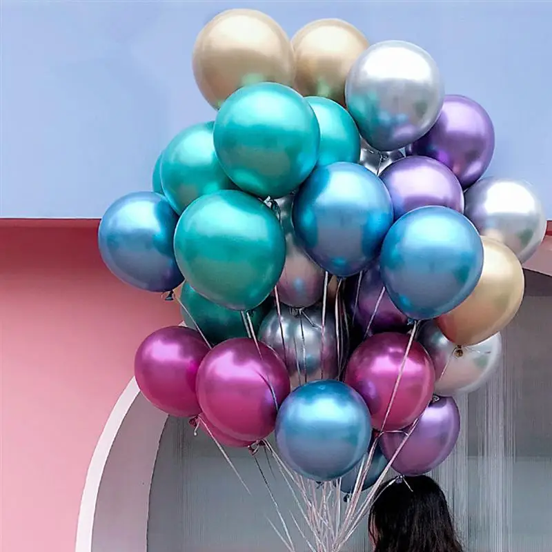 

50pcs 10 Inches Latex Thicken Balloons Metallic Color Party Ornaments Supplies