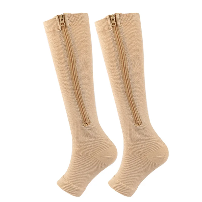 Toeless Athletic Compression Socks - Best-Selling Zipper Vein Compression Socks, Anti-Slip Calf Sleeves for Running