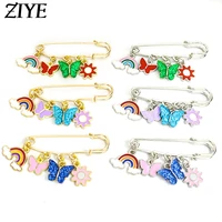 simple flying butterfly safety pins women coat sweater jewelry rainbow cloud pendant lapel pins cardigan dress shirt accessories