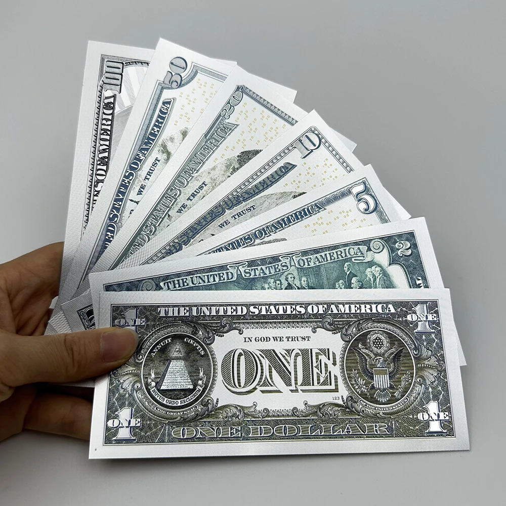 7 шт. пластиковые банкноты 1 2 5 10 20 50 100 долларов США