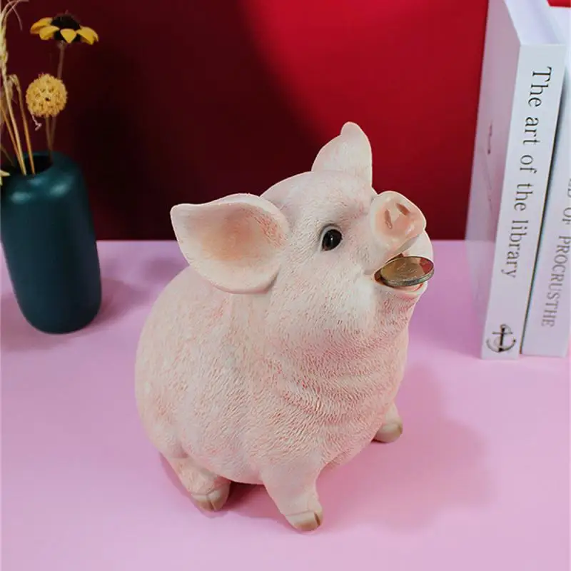 

Cartoon Resin Pig Piggy Bank Coin Bank Money Box Saving Pig Shaped Coins Container Cute Money Box Household Decor Accessories
