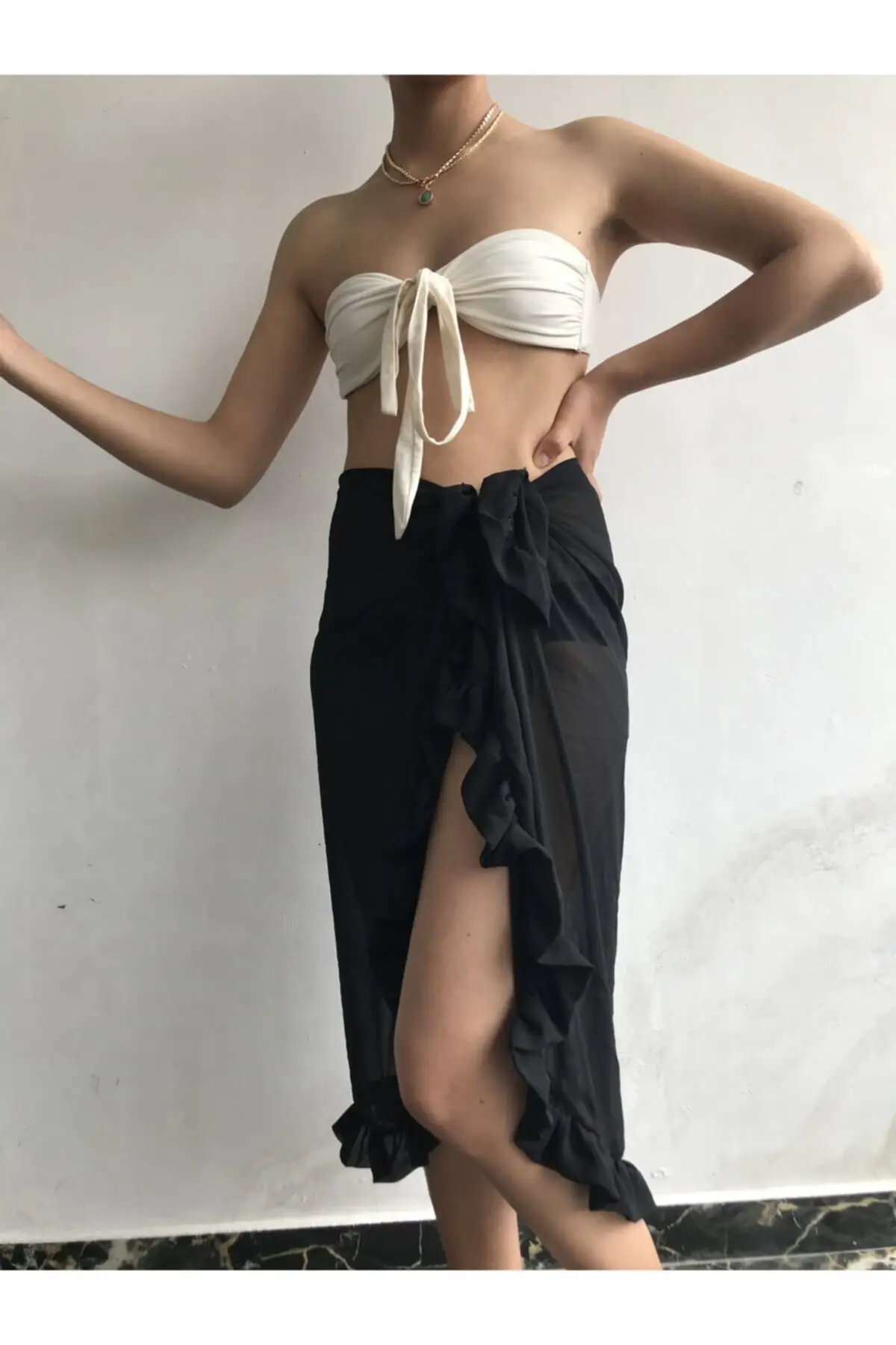 

Парео для женщин, одежда для купания с рюшами, накидка, платье, пикантная туника, костюм, пляжная одежда, женское пляжное бикини, свободное ми...