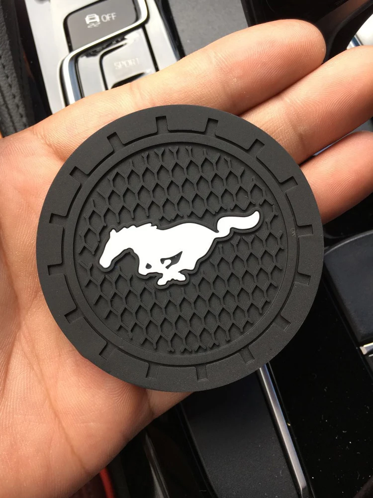 

1/2Pcs New Car Coasters Cup Holder Mats Anti-Slip Cup Pad Accessories For Ford Mustang Explorer FIESTA Focus Shelby GT350 Kuga