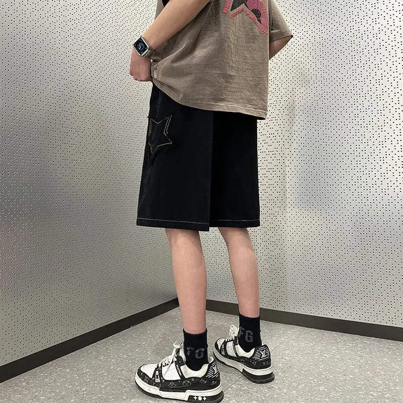 Star Patchwork Shorts Men Women Vintage Denim Summer Basic Simple All-match High Waist Leisure Ulzzang Streetwear Chic Shorts