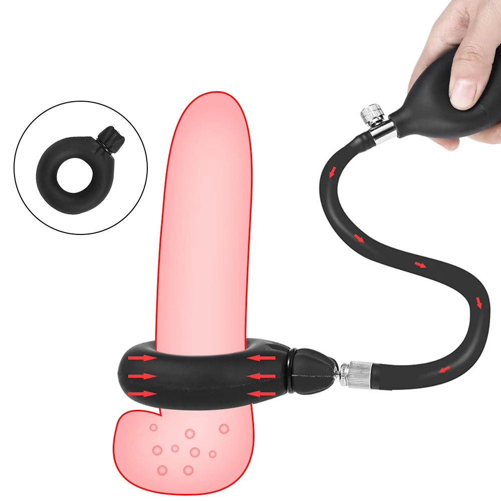

Inflatable Penis Ring Cock Ring Scrotum Bondage Sex Toys For Men Delay Ejaculation Erection Testis Stretcher Penis Enlarger Ring