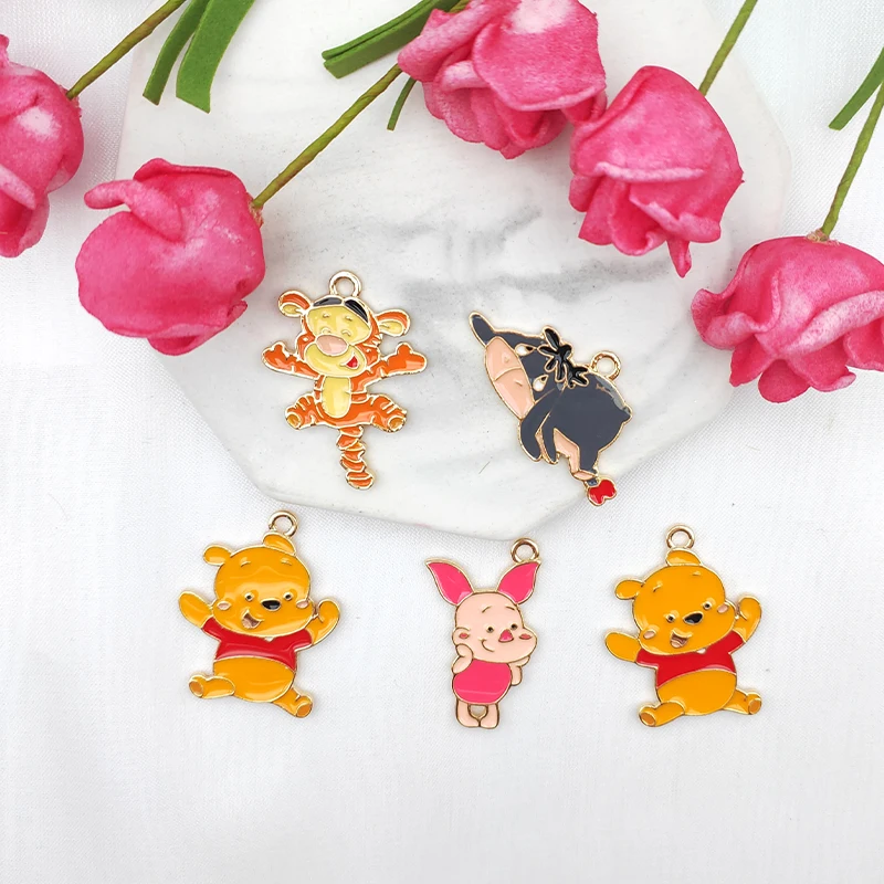 

10 шт., подвеска в виде мультяшного аниме, свинка, тигр, серьги, подвеска «сделай сам», ожерелье, ювелирные аксессуары, подвески из сплава и эма...