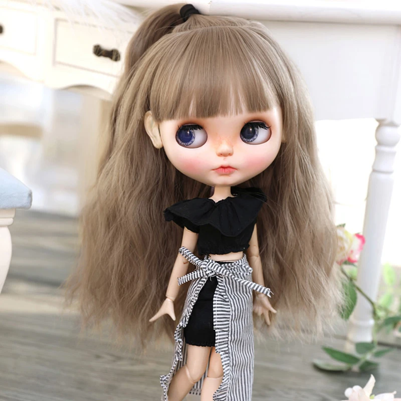 

Аксессуары для кукол Blythe BJD, парики, игрушка, высокотемпературная шелковая Милая длинная кукла, Перманентная воздушная челка, шарнирный подарок для девочек