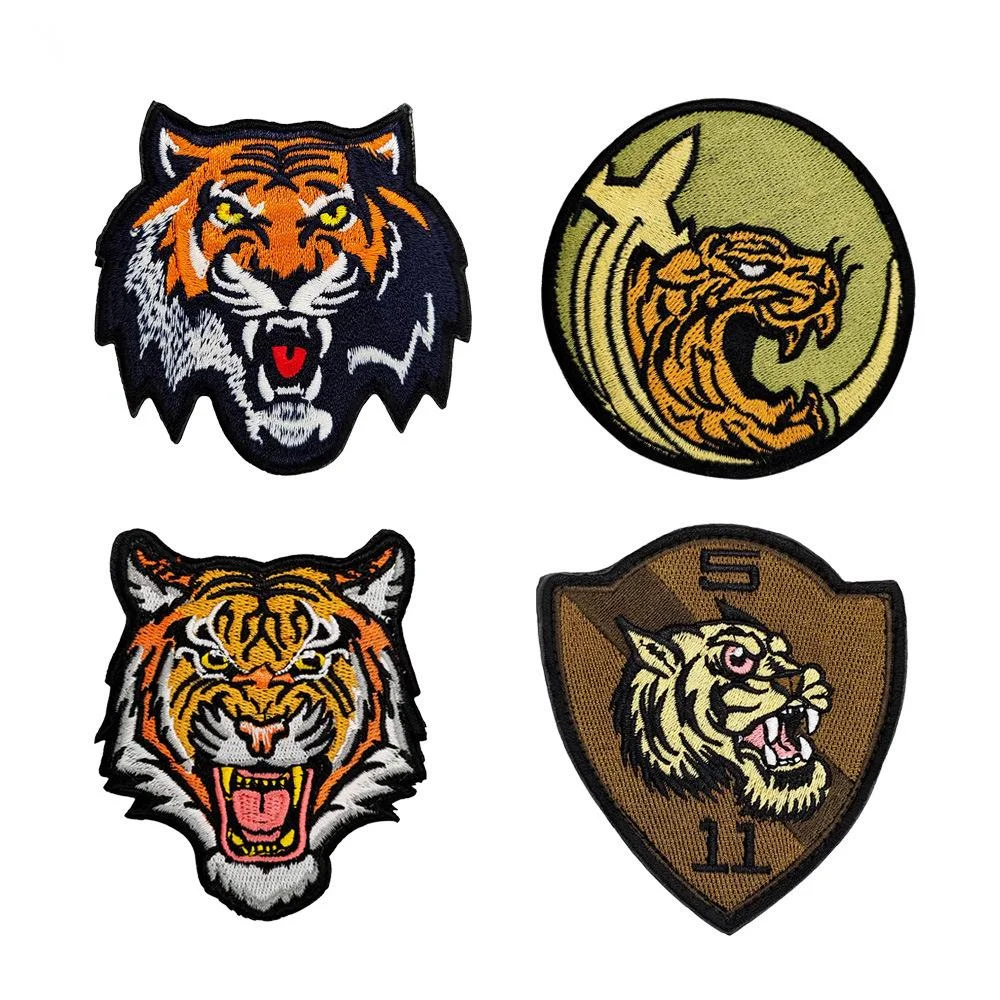 Tiger Head Badge Patches Tiger King Embroidery Cloth Sticker Animal Pattern Cute Bag Patch Pattern Sew On Patch