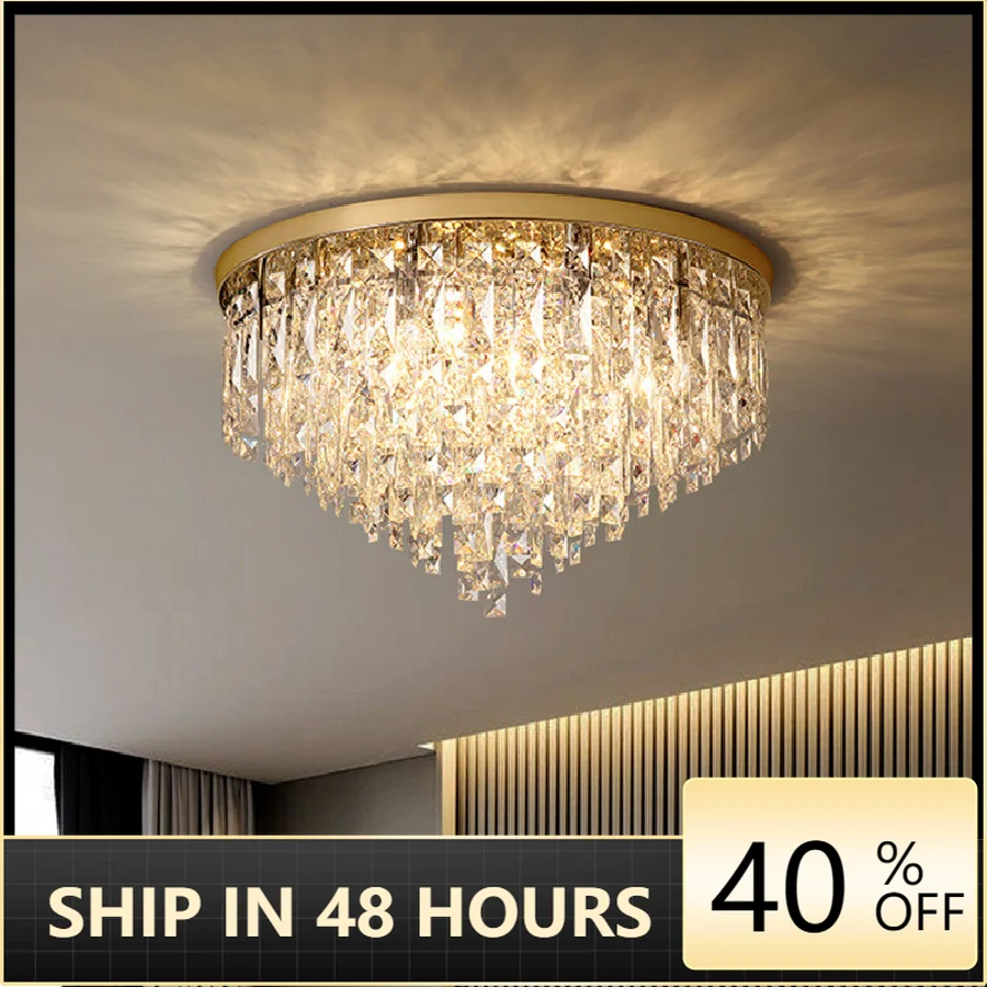 

Modern Crystals Ceiling Lights for Bedroom Living Room Gold Led Ceiling Chandeliers Lighting Fixtures Lamp