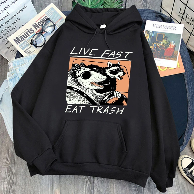 

Sloth Raccoon Printing Hoodies Autumn Fleece Sweatshirt Vintage Style Graphic Clothes Male/female Long Sleeve Pullovers Tops
