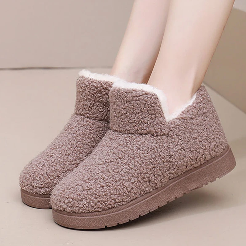 Зимние женские ботинки меховая обувь женская без шнуровки трендовые ботильоны