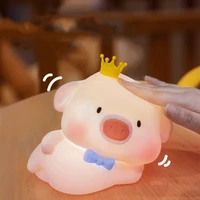 pig creative silicone night light remote control clap on lights usb charging lamp cute girlfriend gift adjustable brightness b