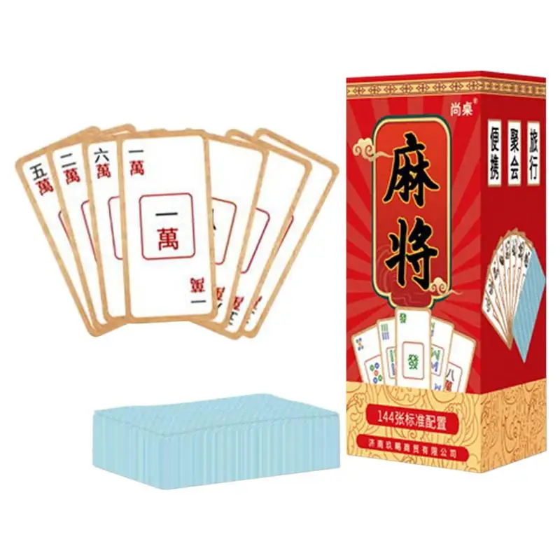 

Mahjong Poker Chinese Mah Jongg Playing Cards Mini Portable Household Happy Party Thick Poker Mahjong 144 Card Party Games