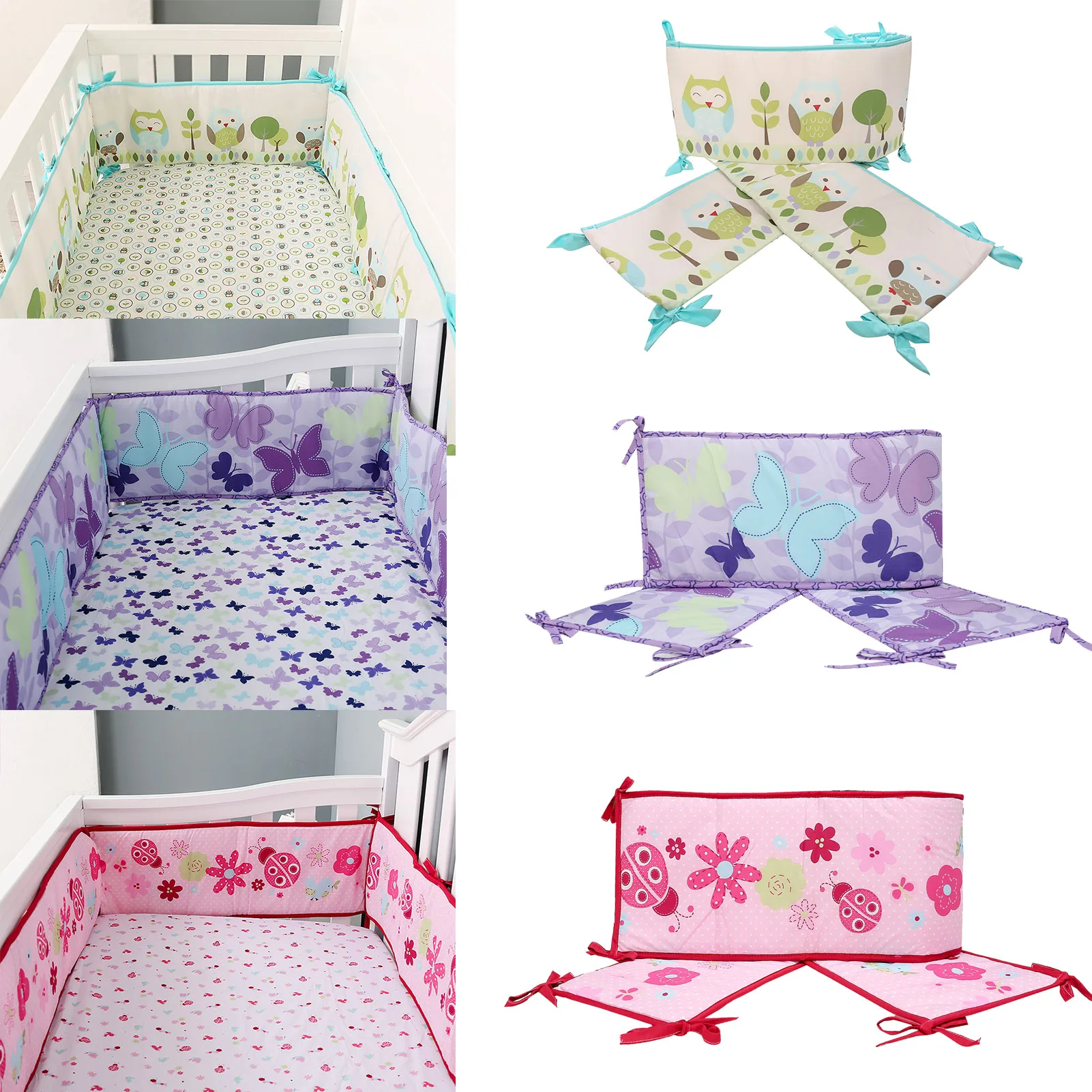 

4pcs Baby Bed Bumper Cradle Bedding Bumper Protector Infant Cotton Crib Cushion Liner Cot Set Newborn Gift Washable Nursery Room