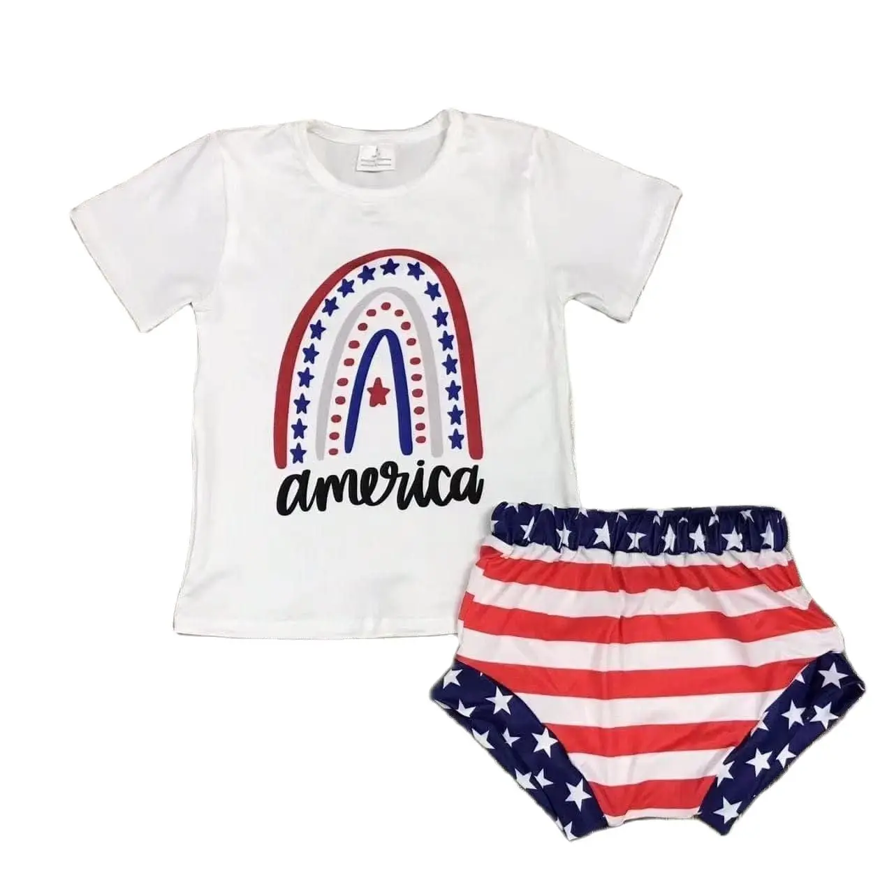 

Independence Day Summer Boutique Boys Stripe Print Short Sleeve Brief Set