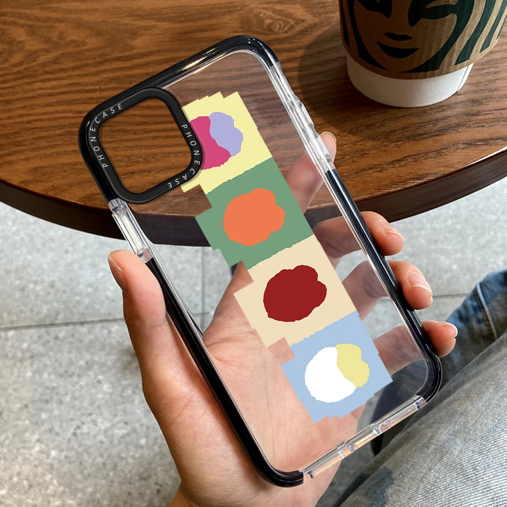 

Creative Color Block Phone Case for iPhone 14ProMax 14Plus 13 12 11 Pro Max Soft Transparent Silicone Protection Shell Fundas