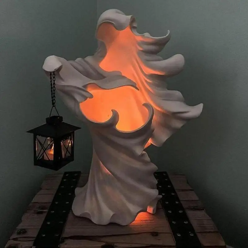 

New Faceless Witch Hell Messenger With Lantern Resin Realistic Statue Sculpture The Ghost Looking For Halloween Scary Decor