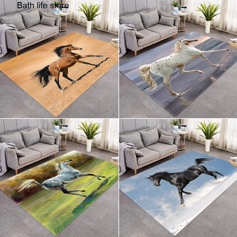 

3D Horse Pattern Carpet for Living Room Animal Area Rug Bedroom Bedside Anti-slip Mat Entrance Rug Alfombra Tapis Tapete Peludo