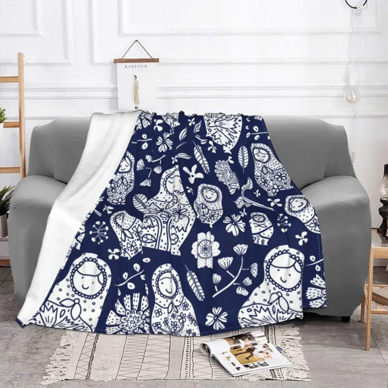 

Matryoshka Russian Doll Pattern Blankets Fleece All Season Cartoon Anime Plaid Soft Throw Blanket For Sofa Couch Bedspread