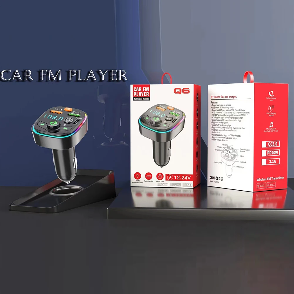

Type C 3.1A Charger + Dual USB FM Transmitter Wireless Handsfree MP3 Audio Music Player Radio Modulator Car Kit