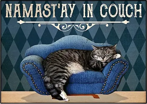 

Cat in Couch Vintage Metal Tin Signs Iron Painting Plaque Wall Decor Bar Pub Man Cave Cat Club Novelty Funny Bathroom Toilet