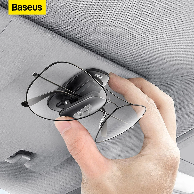 

Baseus Car Glasses Case Auto Sun Visor Glasses Holder Sunglasses Clip Card Ticket Holder Pen Case Clip Box Universal Accessories