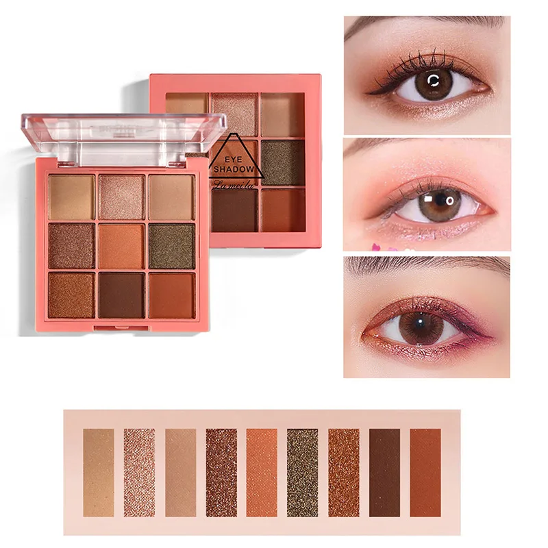

9 Colors Minerals Sexy Eyeshadow Palette Pearl Matte Glitter Easy To Wear Brighten Eye Shadow Peach Blush Women's Makeup Palette