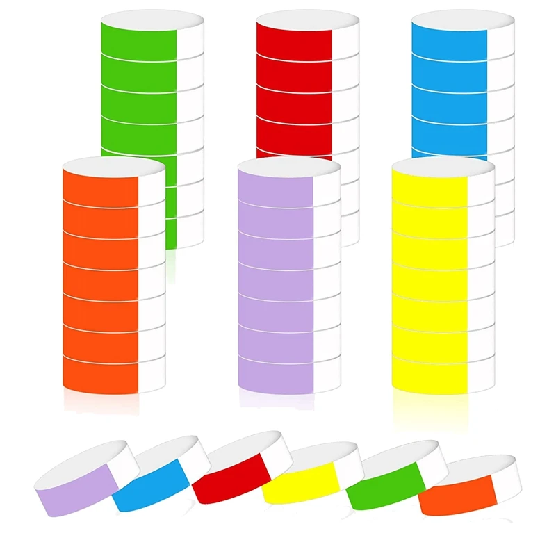 

600 Pcs Paper Wristbands For Events, 6 Colors Waterproof Paper Party Bracelets Party Armbands Paper Bracelet Wristbands