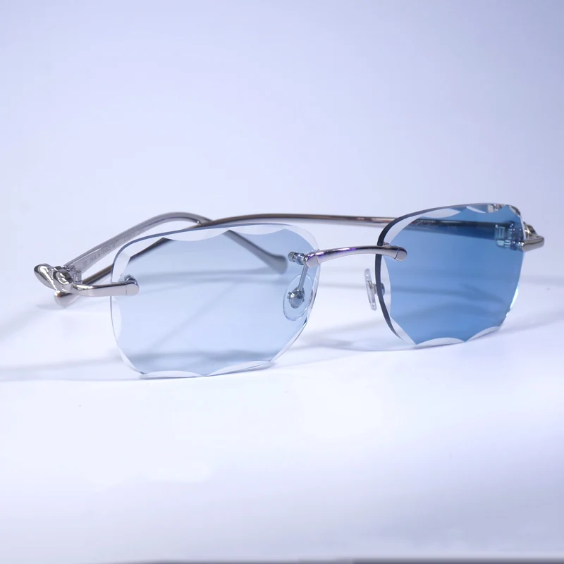Photochromic Diamond Cut Rimless Sunglasses Leopard Gafas Retro Shades Men Goggles for Driving Clear Glasses Women Frame Eyewear