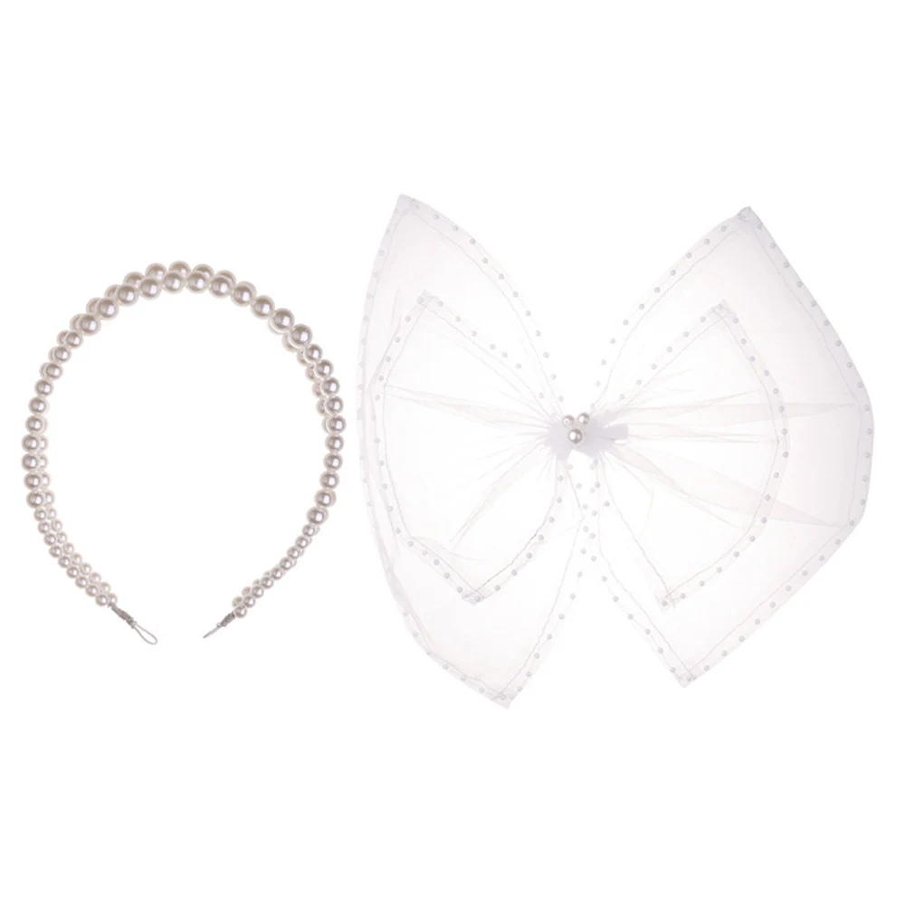 

Woman's Hair Hoop Set with Temperamental Bowtie Handmade Headwear for Birthday Stage Party Show Dress up