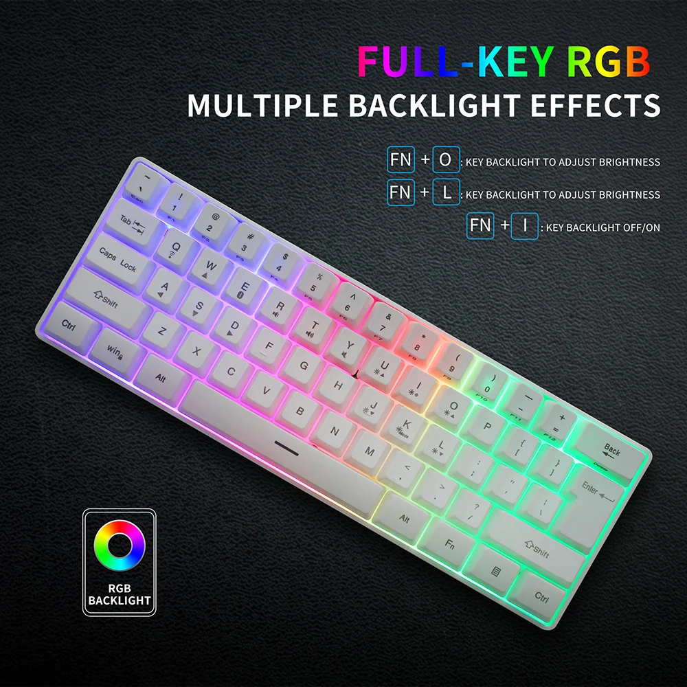 mini keyboard game 61 keys wireless keyboard bluetooth 2 4ghz dual mode membrane keyboards rgb gaming keyboard gk61 free global shipping