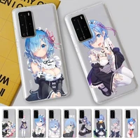 re zero ram rem anime phone case for samsung s20 ultra s30 for redmi 8 for xiaomi note10 for huawei y6 y5 cover