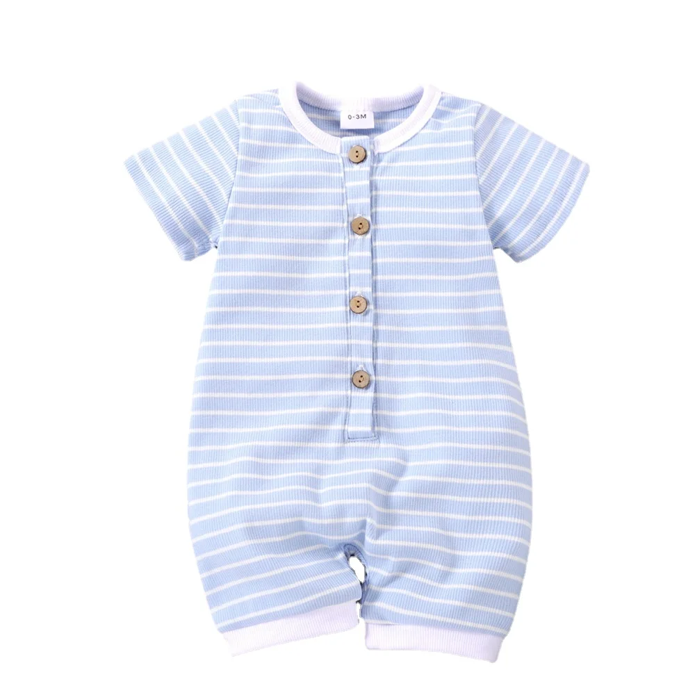 

2022 Summer Baby Clothes short Sleeve Toddler Climb Clothes Newborn Baby stripe Jumpsuit baby Pajamas baby boy clothes