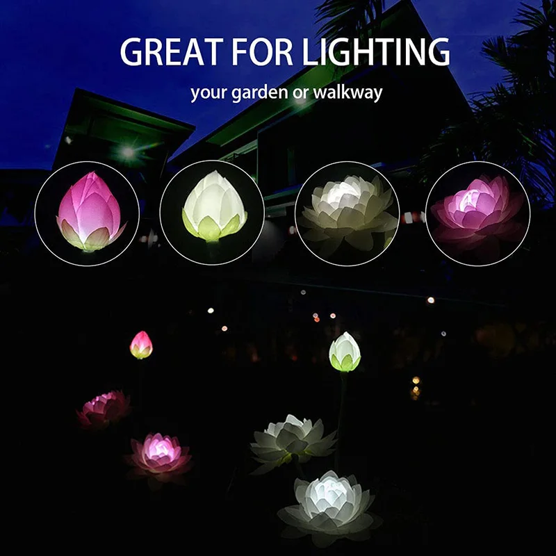 

Solar Landscape Lotus Shape Lamp Lawn Patio Yard Landscape Lamp Fairy Light For Patio Garden Party Decor