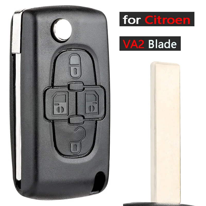 

Чип KEYECU ASK 433 ID46/ PCF7941 CE0523 Сменный дистанционный брелок с 4 кнопками HU83/VA2 Лезвие для Peugeot 1007, для Citroen C8