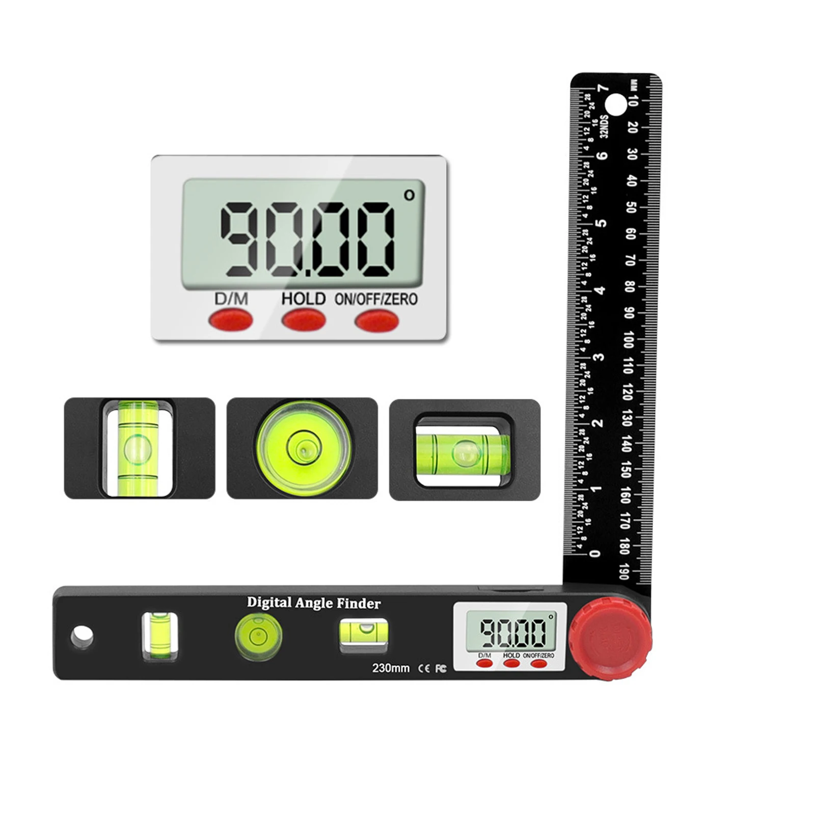 

4 In1 230mm Measuring Angle 0-999.95°Digital Instrument Universal Level Ruler Woodworking Angle 360 Degree Angle Protractor