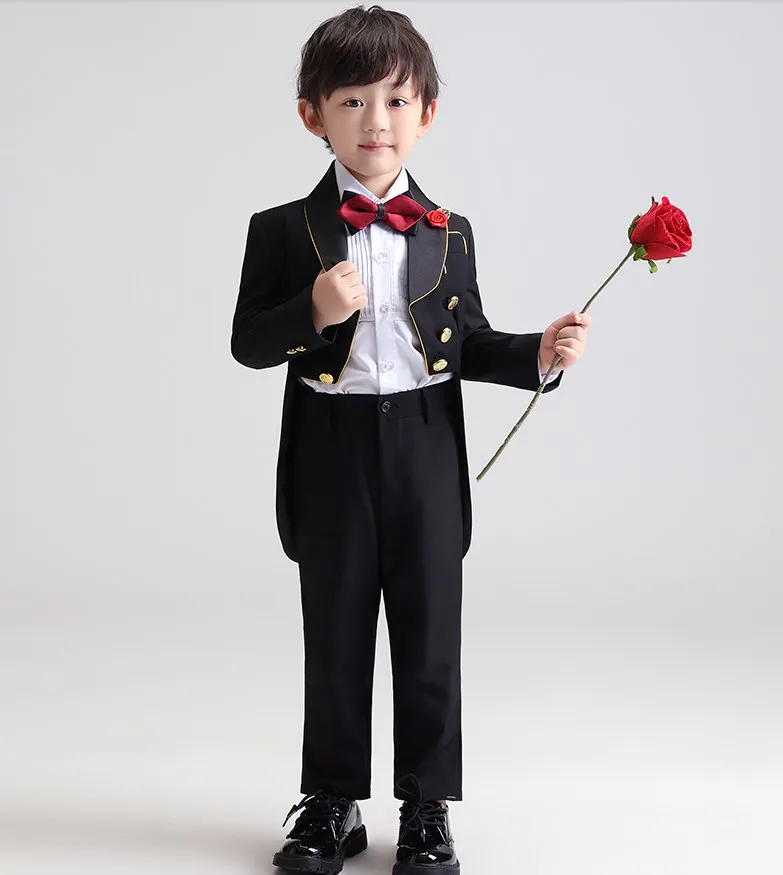 

Flower Boys Piano Performance Tuxedo Dres Children Stage Violin Show Formal Suit Kids School Graduation Party Ceremony Costume