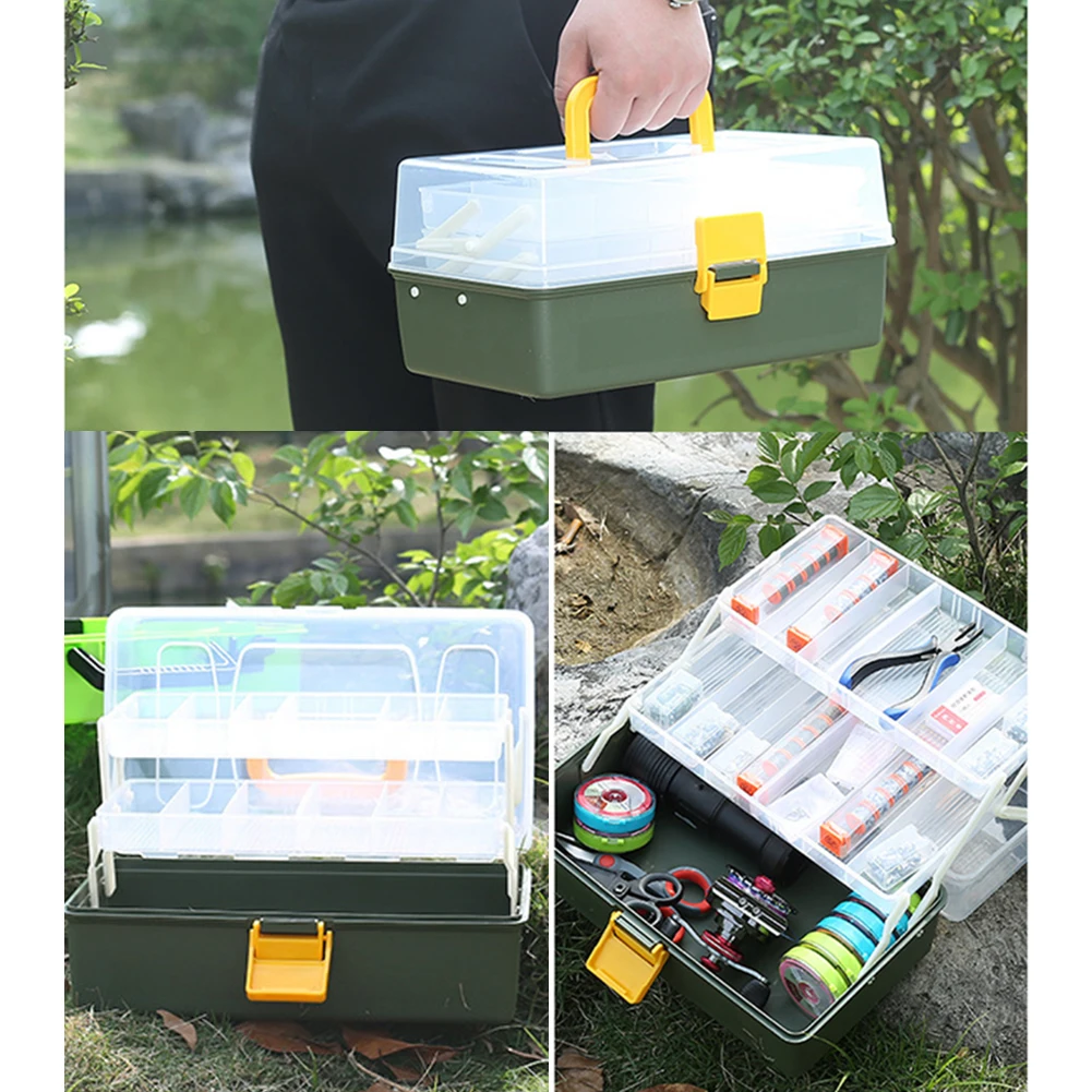 

3-Layer Fishing Tackle Box Fishing Hardware Toolbox with Adjustable Dividers Storage Organizer Fishing Lure Hooks Storage Box