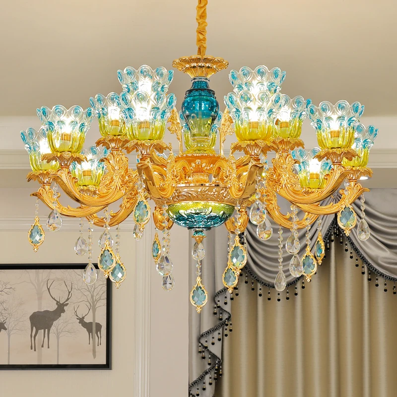 Современная Золотая хрустальная люстра роскошные потолочные светильники для