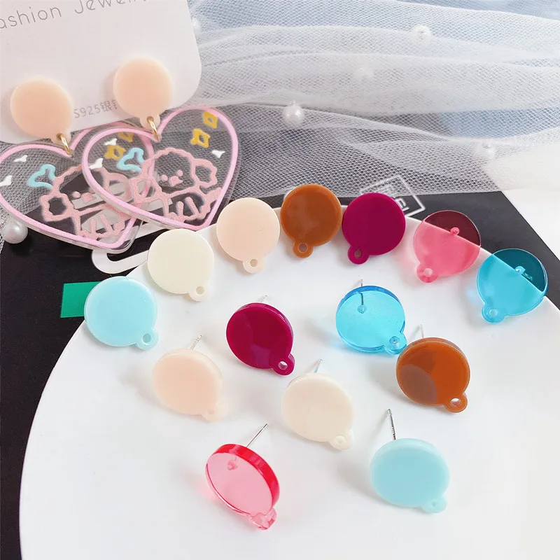 

10Pcs acrylic circular transparent Charms Stud earrings connector Fit handmade DIY Earrings making found Jewelry Accessory
