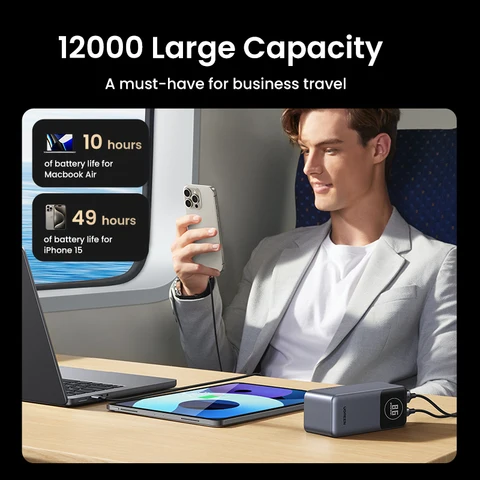 UGREEN Nexode Mini 100 Вт 12000 мАч Power Bank 20000 мАч Портативный внешний аккумулятор PD PowerBank для iPhone 17 pro 16 Быстрая зарядка