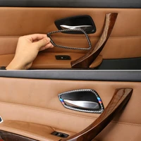 4pcs real carbon fiber interior door handle door bowl cover trim for bmw 3 series e90 e92 e93 2005 2008 2009 2010 2011 2012