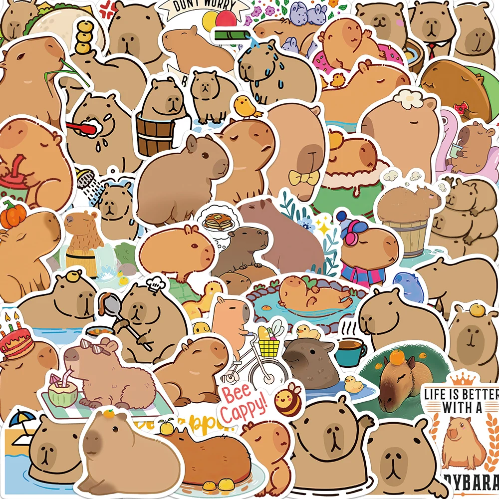 

10/25/50pcs Cartoon Capybara Sticker Decals Decoration DIY Phone Notebook Suitcase Laptop Fridge Kids Sticker