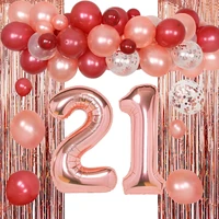 funmemoir burgundy rose gold 21st birthday party decorations balloon garland kit fringe curtains happy 21st happy 50th birthday